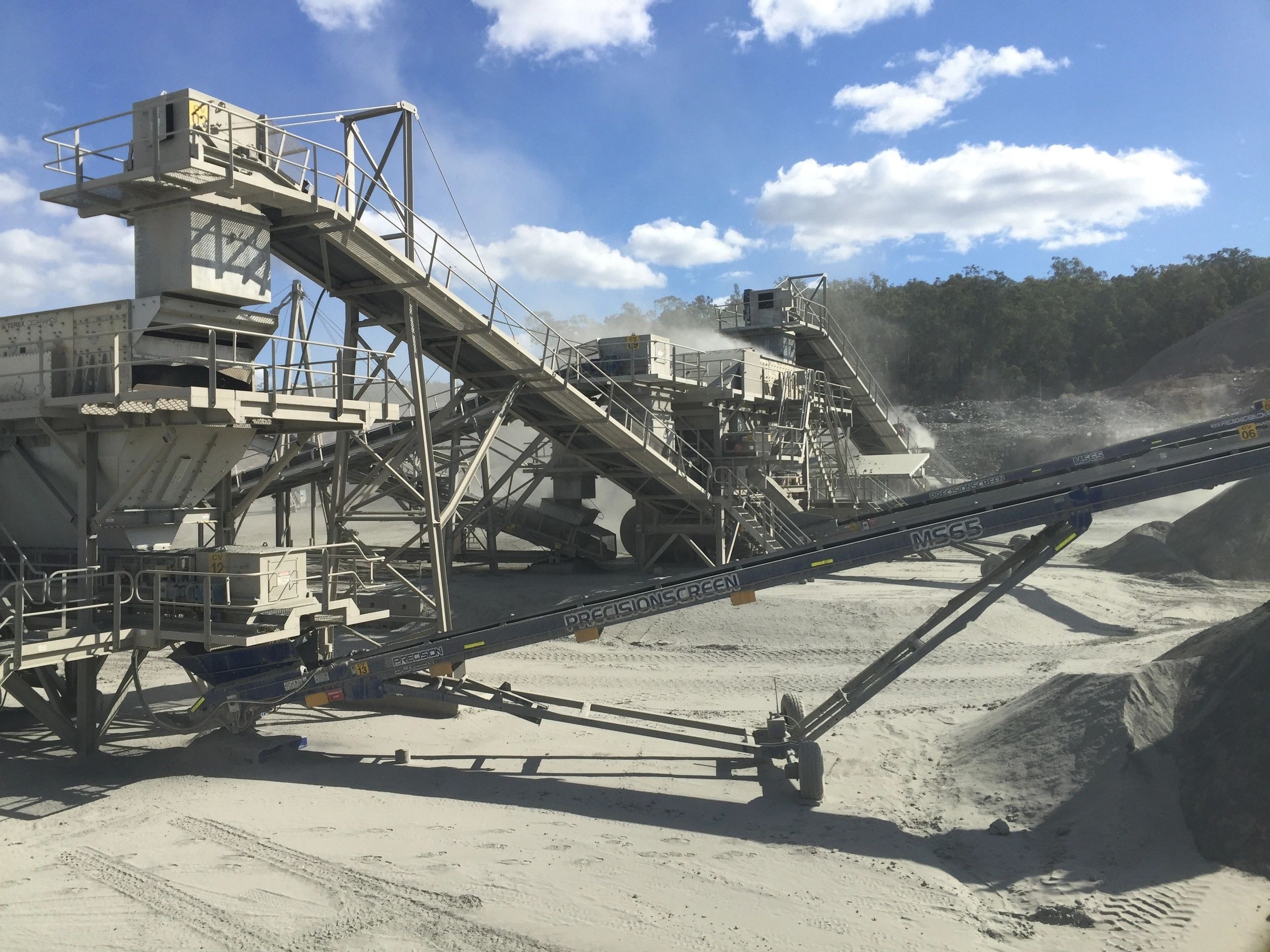 Mining quarry processing equipment on industrial site